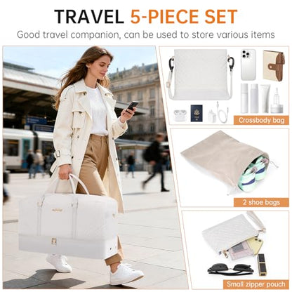 23" Weekender Bag Overnight Bag Travel Duffel Bag for Women - color: Beige, size: Extra Large