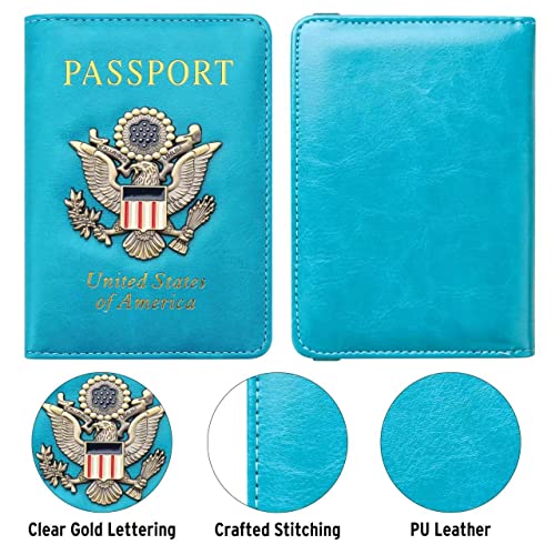 Premium Passport Holder for Travel RFID Blocking Passport Cover Slim - color: Sky Blue