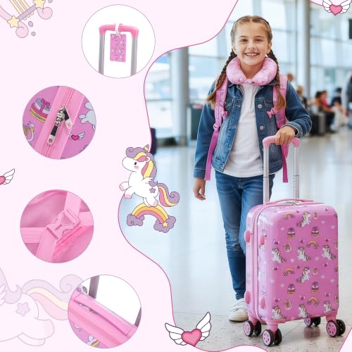16’’ Kid’s Luggage Set with Spinner Wheels, Hardside with Suitcases,6 Piece - color: Unicorn