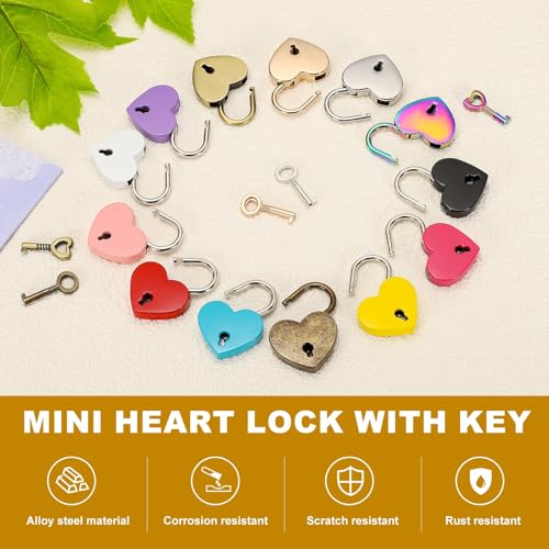 PATIKIL Mini Heart Lock w/Key 1.2x1.5 Heart Shaped Padlock Pink - color: Pink, size: 1.2"x1.5"