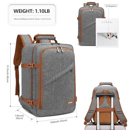 Kono Travel Backpack Airline Approved Under Seat Personal Item Bag - color: Grey/Brown, size: Small
