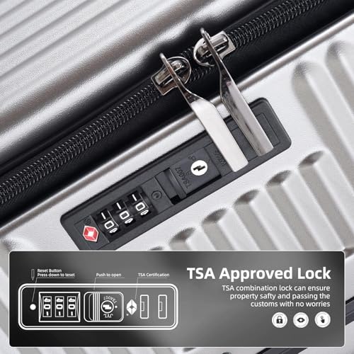Kaleenie 29 Inch Aluminum Frame Checked Luggage Top Opening - color: Gray, size: 29 Inch
