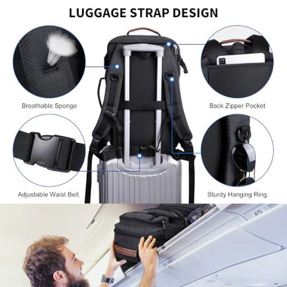 WITZMAN Travel Backpack for Men Flight Approved Fits 16" Laptop - color: Black