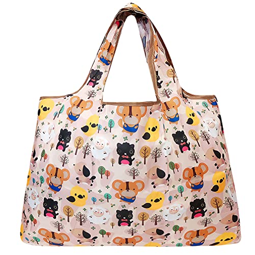 allydrew Large Foldable Tote Nylon Reusable Grocery Bags, Cutie Animals - color: Cuttie Animals