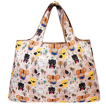 allydrew Large Foldable Tote Nylon Reusable Grocery Bags, Cutie Animals - color: Cuttie Animals