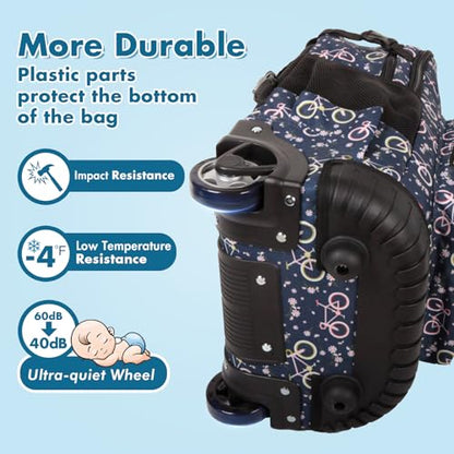 Tilami Rolling Backpack for Kids 19 inch with Lunch Bag Wheeled Laptop Backpack,Bicycle