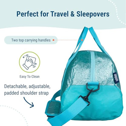 Wildkin Overnighter Duffel Bag for Kids, Blue Glitter - color: Blue Glitter