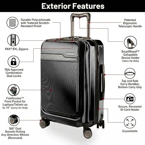 Ricardo Beverly Hills Brentwood Hardside Luggage Collection – Expandable Suitcases with Wheels and TSA Lock, 3-Piece Set with FastAccess Carry-on, Onyx - color: Onyx, size: 3-Piece Set (21" FastAccess Carry-on, 25" & 29")