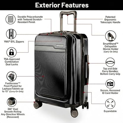 Ricardo Beverly Hills Brentwood Hardside Luggage Collection – Expandable Suitcases with Wheels and TSA Lock, 3-Piece Set with FastAccess Carry-on, Onyx - color: Onyx, size: 3-Piece Set (21" FastAccess Carry-on, 25" & 29")