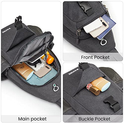 G4Free Canvas Crossbody Sling Bag with RFID Blocking for Women Men - color: Dark Grey