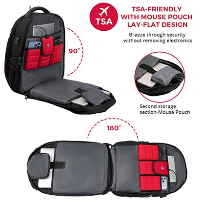 Swissdigital Design Travel Laptop Backpack for Men with TSA Friendly J14-BR - color: Black
