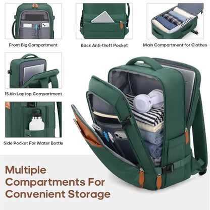 Luggage Sets 7 Piece,Hardside Large Checked Suitcase with Backpack Set - color: Dark Green, size: 7-Piece Sets