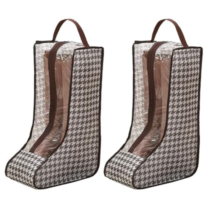 2 Pack Boot Storage Bag, Portable Dust Proof Boot Bags for Cowboy Boots - color: 2 Pack Houndstooth