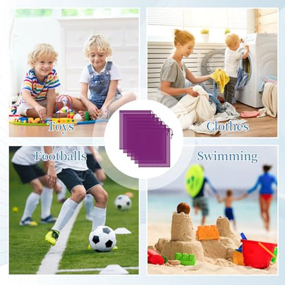 6 Pack Mesh Drawstring Bags with Lock, 14x17 for Gym, Beach, Laundry - color: Purple
