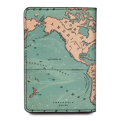 Personalized Passport Holder - Custom Vegan Leather RFID Passport Cover - color: And So The Adventure Begins (Map)