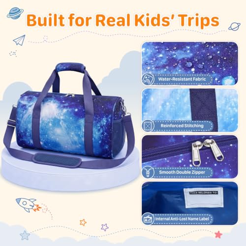 Kids Travel Duffle Bag - Weekender Bag for Boys 3-8 Year Olds - color: 02 Blue Sky, size: Medium-25L(Ages 3-8)