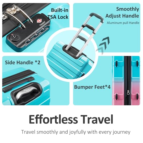 Luggage 2 Piece (20in/24in) Expandable Luggage with Spinner Wheels - color: Cotton Candy, size: 2 Set (20/24In)