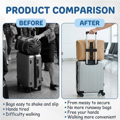 3-Pack Elastic Luggage Straps, Adjustable Luggage Straps for Multiple Suitcases, Strap to Hold Two Suitcases Together, Suitcase Connector Straps Set of Three, 41 by 5 cm