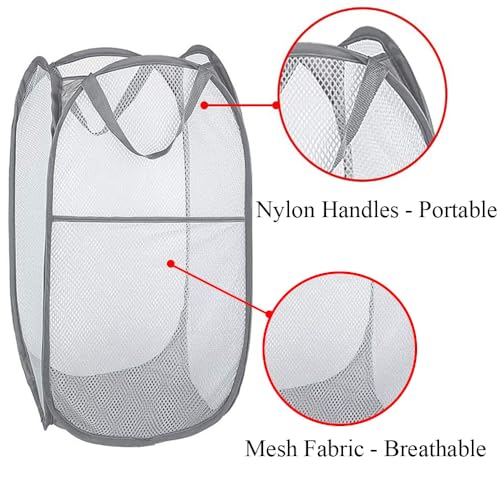 Larpur Pack of 3 Pop up Laundry Hampers, Collapsible Laundry Baskets, Gray - color: 3*Grey