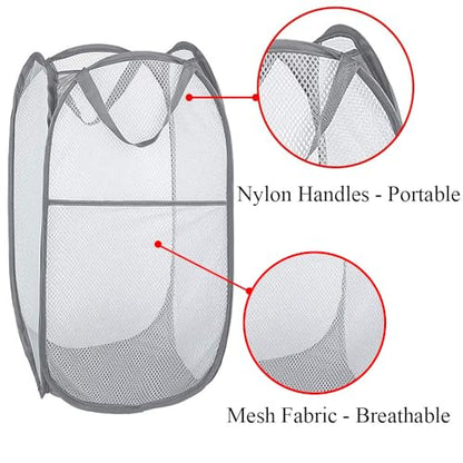 Larpur Pack of 3 Pop up Laundry Hampers, Collapsible Laundry Baskets, Gray - color: 3*Grey