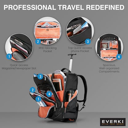 EVERKI Atlas Wheeled Laptop Rolling Backpack for Men & Women, Black - 30L - size: Atlas Original - 30L