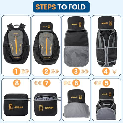ZOMAKE Lightweight Packable Backpack 25L, Foldable Hiking Daypack - color: Black&medium Grey