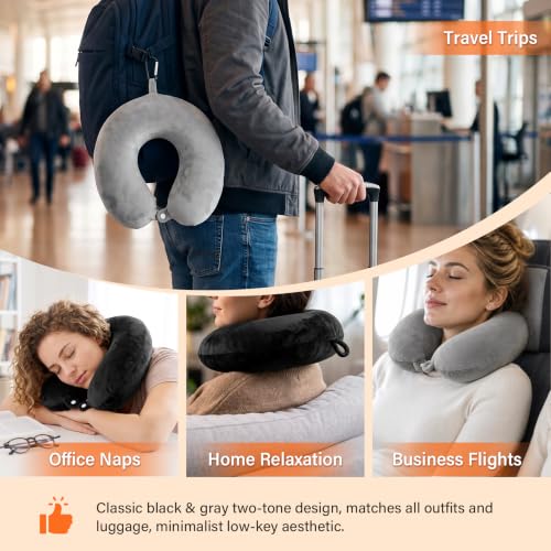 Philbinden 2 Packs Travel Neck Pillow Cover, Reusable U Shaped Washable Cover (Gray Black) - color: Gray Black