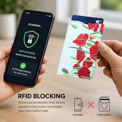 ROGUE WALLET RFID Blocking Credit Card Sleeves, Poppy, Durable(10 pack) - color: Poppy