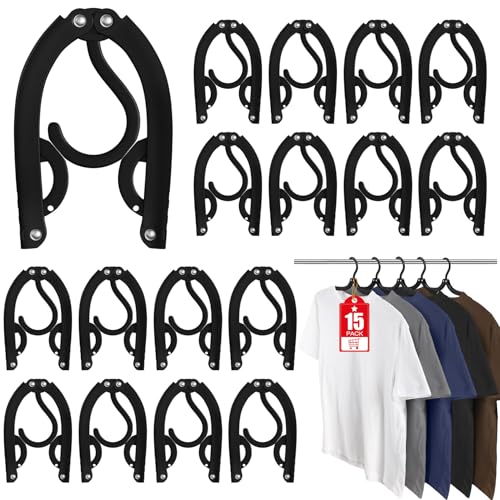 15 Pcs Travel Hangers Foldable Hangers Portable Cruise Ship Essentials 2026 - color: Black
