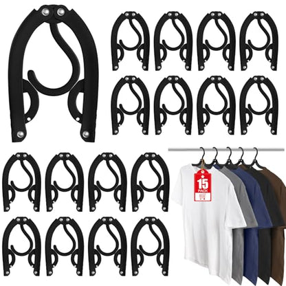 15 Pcs Travel Hangers Foldable Hangers Portable Cruise Ship Essentials 2026 - color: Black