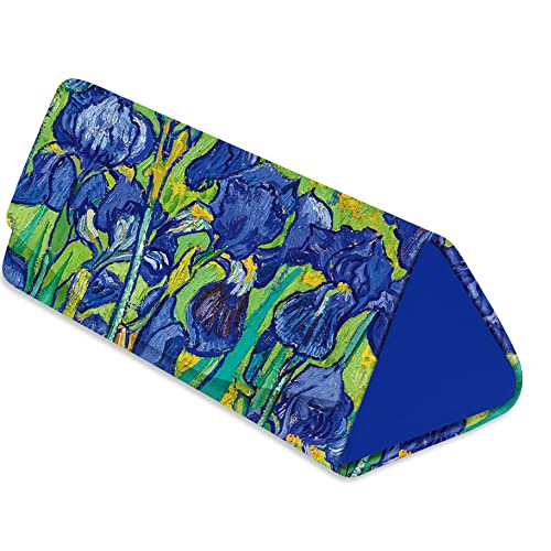 RainCaper Folding Travel Sunglasses & Reading Eyeglasses Case - Vegan Leather, Compact, Magnetic Closure, Slim Trifold Design - color: Van Gogh Irises