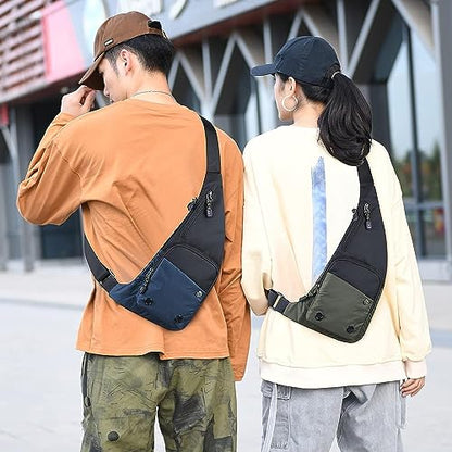 Peicees Water-resist Sling Bag Crossbody Bag for Men Slim Chest Backpack Man Purse Small Shoulder Bag for Travel Hiking - color: Grey
