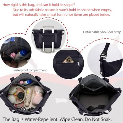 Travel Rolling Duffel Bag with Removable Wheels,Expandable Foldable Carry-On Luggage for Trip or Hospitalization - color: Navy Blue