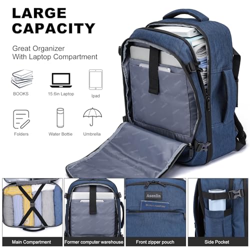 30L Travel Backpack For Women Men Flight Approved Carry-On Laptop Blue - color: Blue-15, size: 15-inch