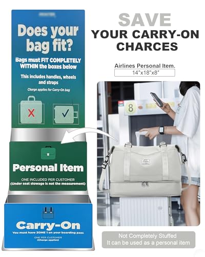 Travel Duffel Weekender Bag Women Tote Carry On Bags With Shoe Compartment - color: H13-LightGrey-0525, size: Large