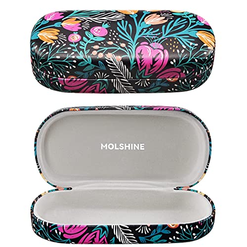 molshine Hard Shell Sunglasses Case,Classic Large Glasses Case for Women Men,Sunglass Eyeglasses - color: Tulip