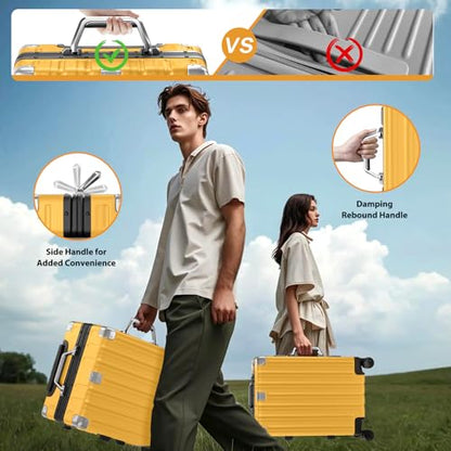 Krute Zipperless Carry On Luggage with Wheels 20 inch Hardshell Suitcase - color: Yellow, size: Carry-on (20 Inch)