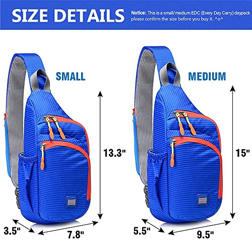 Peicees Small Sling Backpack Waterproof Unisex Shoulder Bag Chest Crossbody Daypack - color: Black, size: Medium