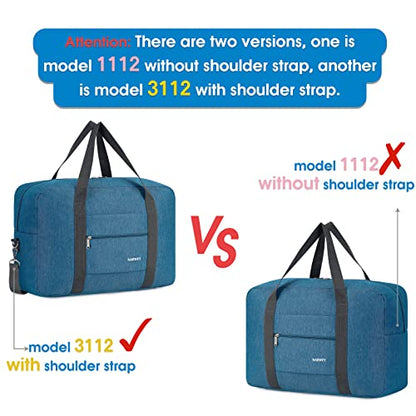 Narway Personal Item Travel Bag, Carry on Foldable Duffle Bag for Women Men - color: ZA-Thick Navy Blue
