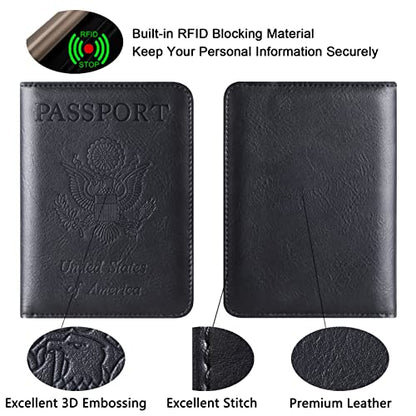 LOHASLIFE Passport Holder for Travel, Rfid Blocking Passport Cover Wallet - color: 116#Black