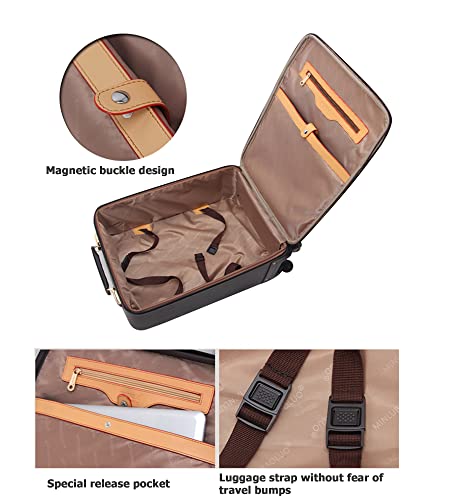 feilario 2 pcs Waterproof PVC Leather Business Carry On Luggage, TSA Lock - color: rhombus