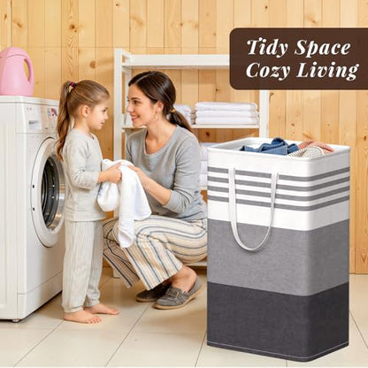 WOWBOX 2 Pack Laundry Baskets, Collapsible Dirty Clothes Laundry Hampers - color: Grey, size: 88L