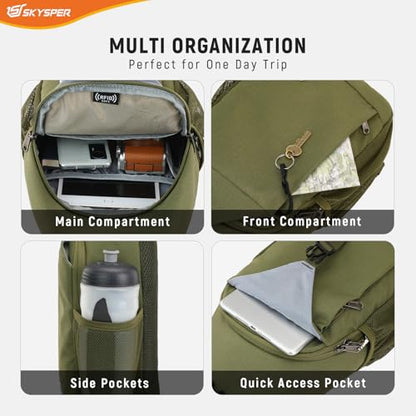 SKYSPER Sling Bag RFID Cross Body Bag Recycled Crossbody Backpack Travel Daypack - color: Armygreen