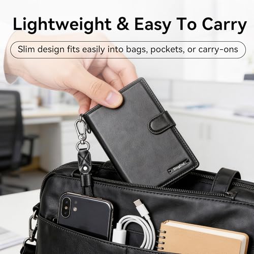 Trackable Passport Holder for Travel, RFID Blocking Wallet, Black - color: Black