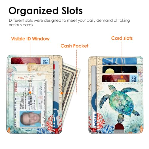 FINTIE Slim Front Pocket Wallet, RFID Blocking Credit Card Holder - color: underwater world