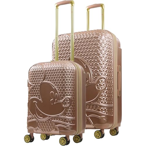 FUL Disney Mickey Mouse 2 Piece Rolling Luggage Set, Gold - color: Mickey Mouse - Rose Gold