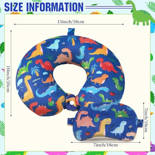 Gilprop 2 Pcs Dinosaur Neck Pillow for Travel with Sleep Eye Mask - style: Dinosaur