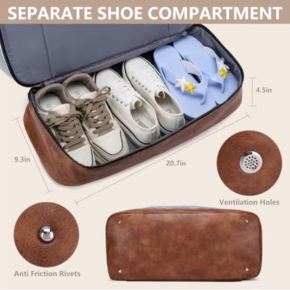 Large Women Travel Weekender Bag: Carry on Duffle with Shoe Compartment - color: Blue Striped