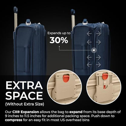 Briggs & Riley Baseline Global 21 Inch Softside Carry-On Spinner, Navy - color: Navy, size: 21" Carry-On