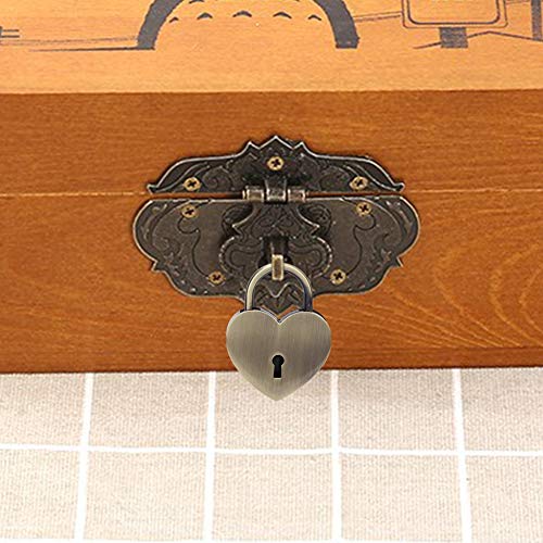 HEEPDD Heart Shaped Padlock, 1.8 x 2.3in Mini Small Padlock with Keys - color: Ancient Gold